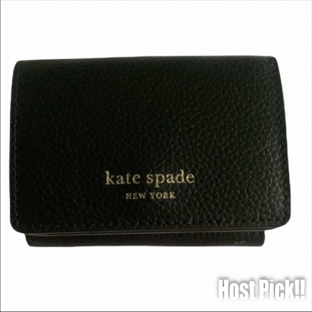 Kate Spade Eva Micro Trifold Wallet Black/WRBG NWT